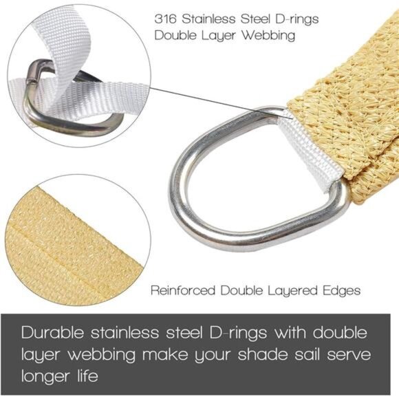 10'x13' Sun Shade Sail Curved Commercial Outdoor Shade Cover Sand Rectangle - Picture 2 of 6